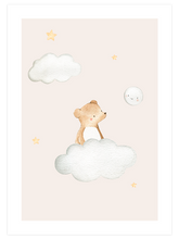 Bulut Üstünde Minik Ayı - Art Print